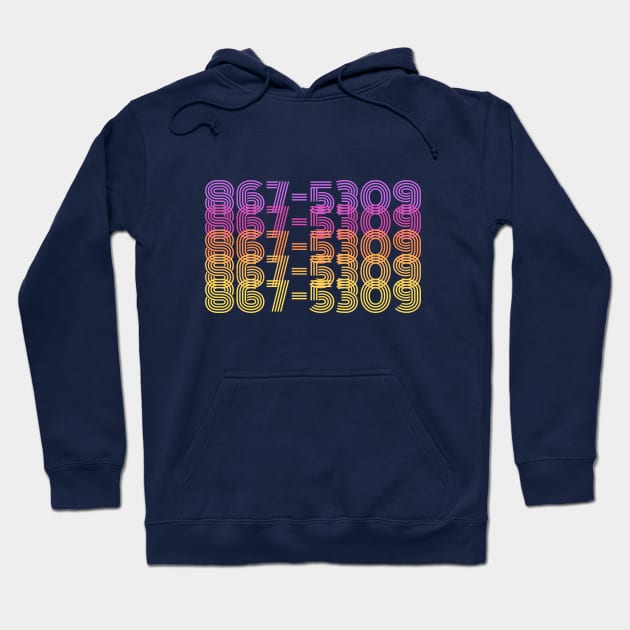 867-5309 - 1980s Famous Phone Number - Song Lyrics Hoodie by Design By Leo